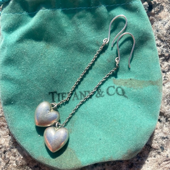 Tiffany & Co. Silver Heart Chain Earrings - Picture 1 of 1